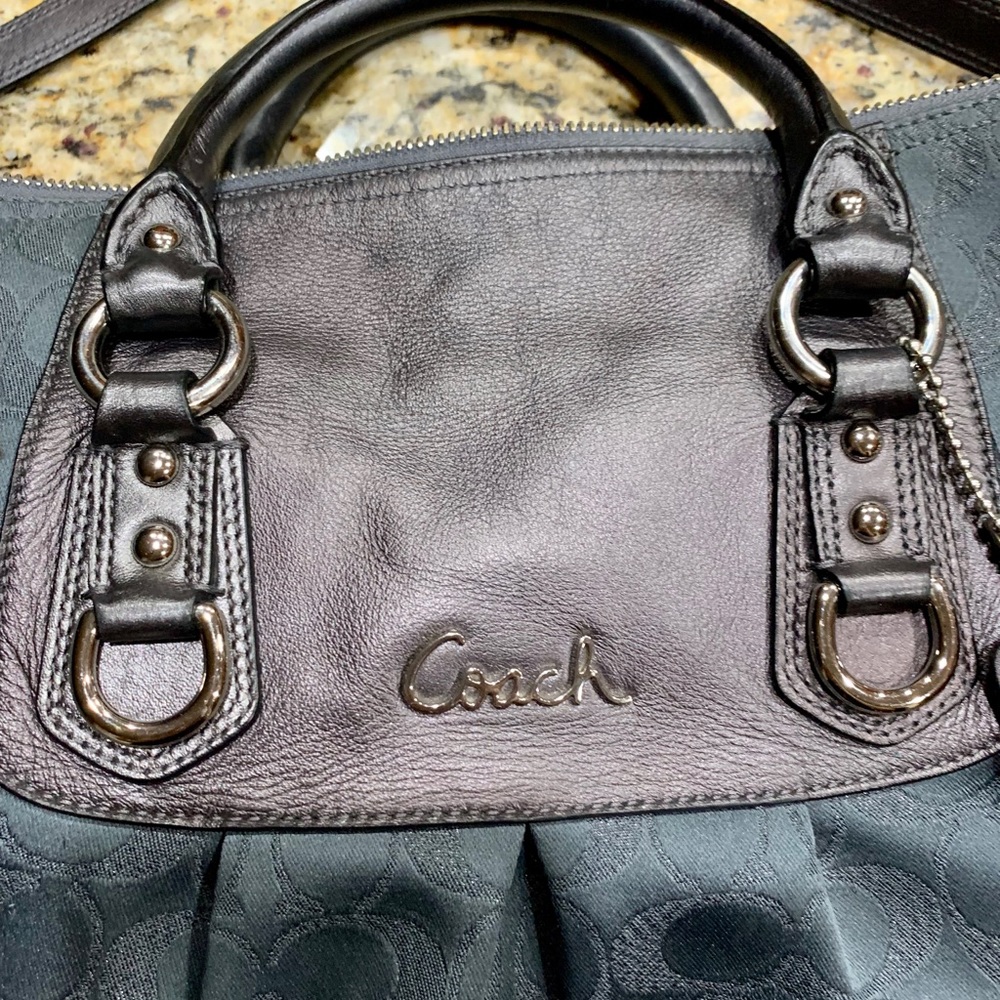 Coach Steel Blue/Grey Fabric/Leather Bag - Picture 2 of 8